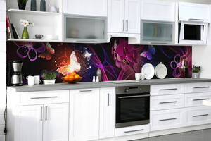 Наклейка на скіналі Zatarga на кухню «Неонове світіння» 650х2500 мм вінілова 3Д наклейка кухонний фартух самоклеюча