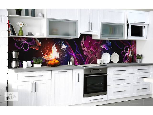 Наклейка на скинали Zatarga на кухню «Неоновое свечение» 650х2500 мм виниловая 3Д наклейка кухонный фартук самоклеящаяся