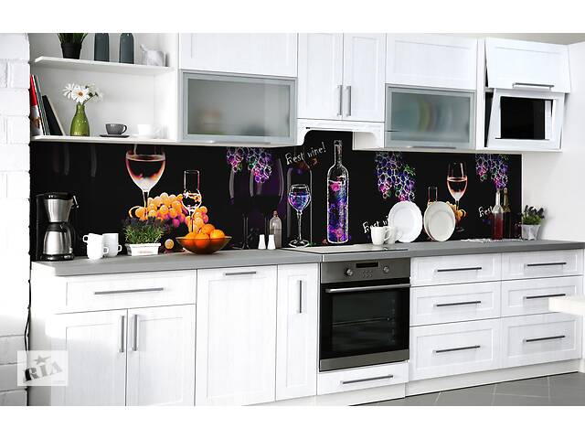 Наклейка на скинали Zatarga на кухню «Неоновый виноград» 650х2500 мм виниловая 3Д наклейка кухонный фартук самоклеящаяся