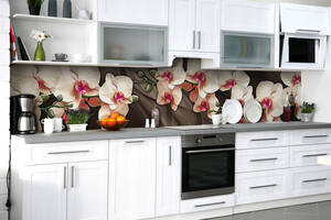 Наклейка на скинали Zatarga на кухню «Одеяло из орхидей» 600х2500 мм виниловая 3Д наклейка кухонный фартук самоклеящаяся