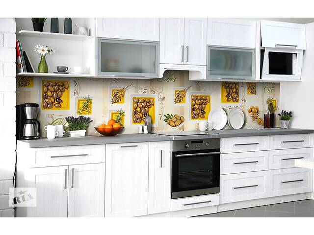 Наклейка на скинали Zatarga на кухню «Оливки в маринаде» 600х2500 мм виниловая 3Д наклейка кухонный фартук самоклеящаяся