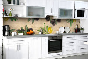 Наклейка на скинали Zatarga на кухню «Оливы и маслины» 650х2500 мм виниловая 3Д наклейка кухонный фартук самоклеящаяся
