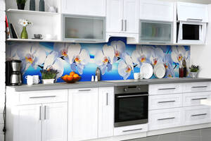 Наклейка на скинали Zatarga на кухню «Орхидеи в океане» 600х2500 мм виниловая 3Д наклейка кухонный фартук самоклеящаяся