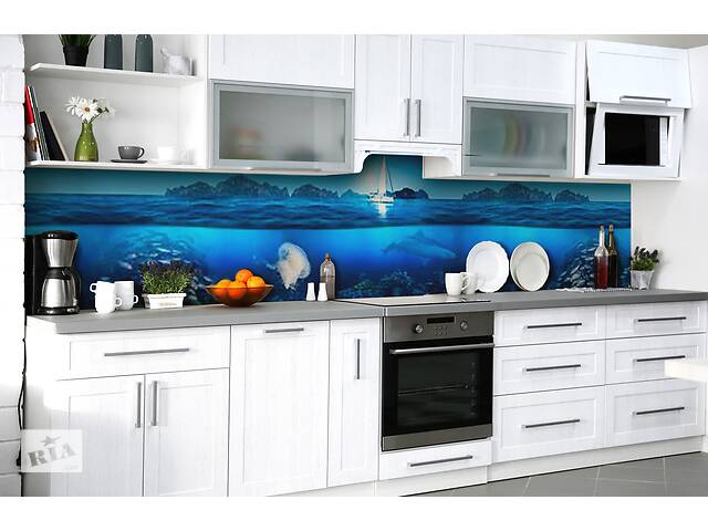 Наклейка на скинали Zatarga на кухню «Пение медуз» 600х3000 мм виниловая 3Д наклейка кухонный фартук самоклеящаяся