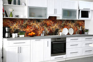 Наклейка на скинали Zatarga на кухню «Пламенная метель» 600х2500 мм виниловая 3Д наклейка кухонный фартук самоклеящаяся