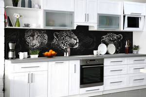 Наклейка на скинали Zatarga на кухню «Портрет леопарда» 600х3000 мм виниловая 3Д наклейка кухонный фартук самоклеящаяся
