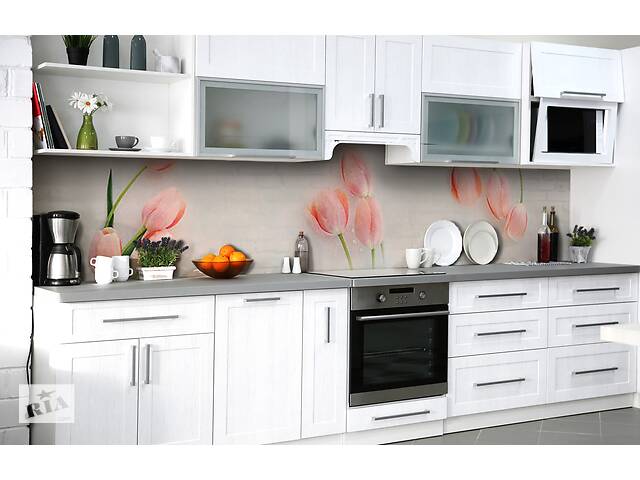 Наклейка на скіналі Zatarga на кухню «Поцілунок тюльпанів» 600х2500 мм вінілова 3Д наклейка кухонний фартух самоклеюча