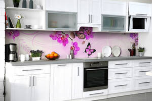 Наклейка на скинали Zatarga на кухню «Пурпурные крылья» 600х2500 мм виниловая 3Д наклейка кухонный фартук самоклеящаяся