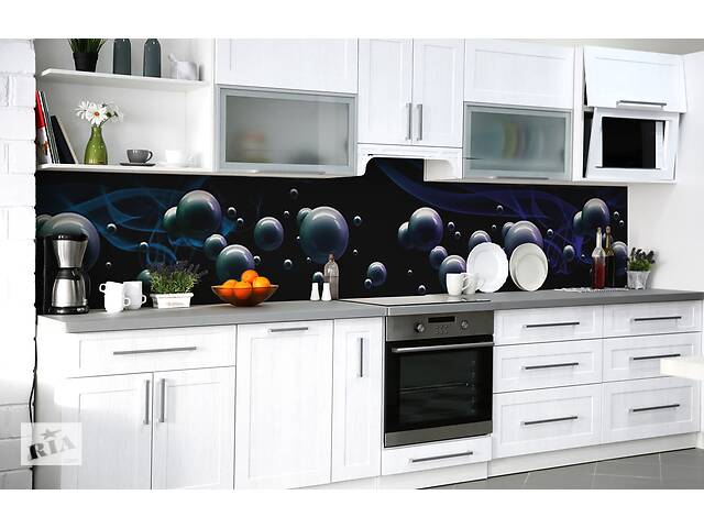Наклейка на скинали Zatarga на кухню «Пузырьки дыма» 600х3000 мм виниловая 3Д наклейка кухонный фартук самоклеящаяся