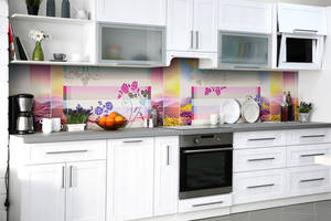 Наклейка на скинали Zatarga на кухню «Радужный Прованс» 600х2500 мм виниловая 3Д наклейка кухонный фартук самоклеящаяся