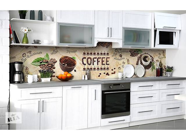 Наклейка на скинали Zatarga на кухню «Робуста свежего помола» 600х2500 мм виниловая 3Д наклейка кухонный фартук