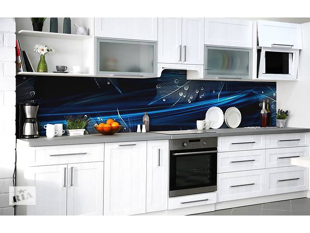 Наклейка на скинали Zatarga на кухню «Роса на павлиньих перьях» 600х3000 мм виниловая 3Д наклейка кухонный фартук