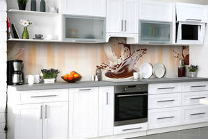 Наклейка на скинали Zatarga на кухню «Шоколадно-молочный тандем» 650х2500 мм виниловая 3Д наклейка кухонный фартук