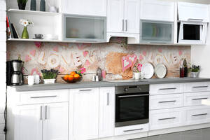 Наклейка на скинали Zatarga на кухню «Сладкая любовь» 650х2500 мм виниловая 3Д наклейка кухонный фартук самоклеящаяся