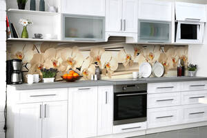 Наклейка на скинали Zatarga на кухню «Сон белой орхидеи» 600х2500 мм виниловая 3Д наклейка кухонный фартук самоклеящаяся