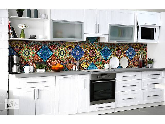 Наклейка на скинали Zatarga на кухню «Цветная мозаика» 600х3000 мм виниловая 3Д наклейка кухонный фартук самоклеящаяся