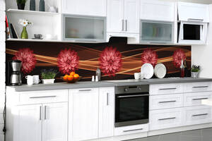 Наклейка на скинали Zatarga на кухню «Цветочное танго» 600х2500 мм виниловая 3Д наклейка кухонный фартук самоклеящаяся