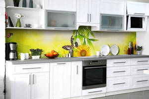 Наклейка на скіналі Zatarga на кухню «Квіткові гості» 650х2500 мм вінілова 3Д наклейка кухонний фартух самоклеюча