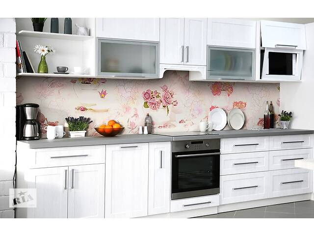 Наклейка на скинали Zatarga на кухню «Цветочный винтаж» 600х3000 мм виниловая 3Д наклейка кухонный фартук самоклеящаяся