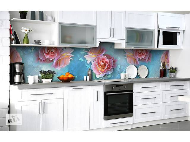 Наклейка на скинали Zatarga на кухню «Цветы шиповника» 600х2500 мм виниловая 3Д наклейка кухонный фартук самоклеящаяся