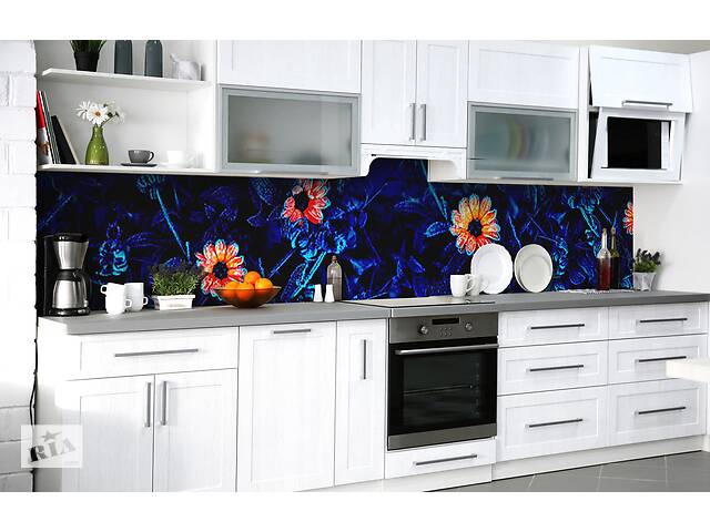 Наклейка на скіналі Zatarga на кухню «Квіти тролю» 600х2500 мм вінілова 3Д наклейка кухонний фартух самоклеюча