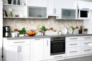 Наклейка на скинали Zatarga на кухню «Цветы и камни» 600х2500 мм виниловая 3Д наклейка кухонный фартук самоклеящаяся