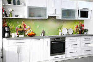 Наклейка на скинали Zatarga на кухню «Яблочный пикник» 600х2500 мм виниловая 3Д наклейка кухонный фартук самоклеящаяся
