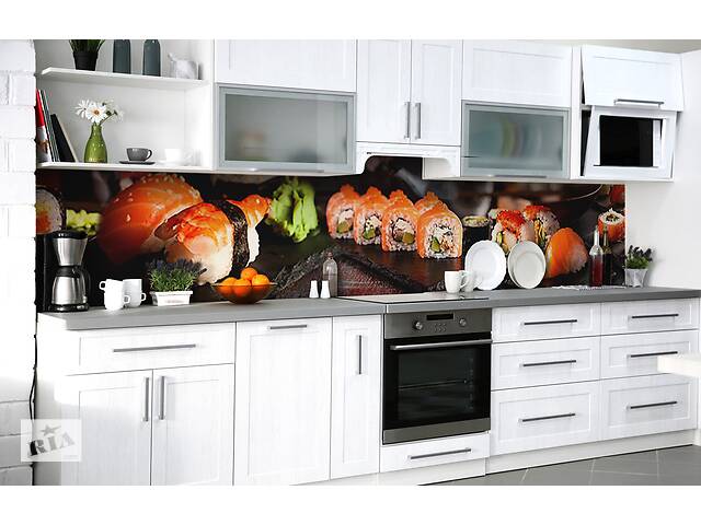 Наклейка на скинали Zatarga на кухню «Японское меню» 600х2500 мм виниловая 3Д наклейка кухонный фартук самоклеящаяся
