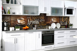 Наклейка на скинали Zatarga на кухню «Изобилие кофейных напитков» 600х2500 мм виниловая 3Д наклейка кухонный фартук