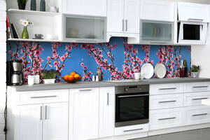 Наклейка на скинали Zatarga на кухню «Изящное цветение» 600х2500 мм виниловая 3Д наклейка кухонный фартук самоклеящаяся