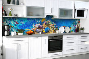 Наклейка на скинали Zatarga на кухню «Жители океанов» 600х2500 мм виниловая 3Д наклейка кухонный фартук самоклеящаяся