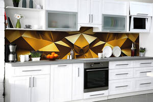 Наклейка на скіналі Zatarga на кухню «Золота геометрія» 600х2500 мм вінілова 3Д наклейка кухонний фартух самоклеюча