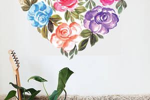 Наклейка виниловая Zatarga Сердце из цветов разные цвета 500x465мм