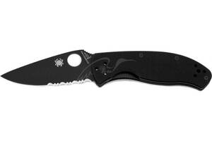 Нож Spyderco Tenacious Black Blade, полусеррейтор (C122GBBKPS)