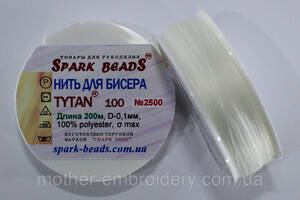 Нитка для бісеру, бісерна нитка Tytan 'Білий (білий)' 100 м Spark Beads бісероплетіння котушка муліне