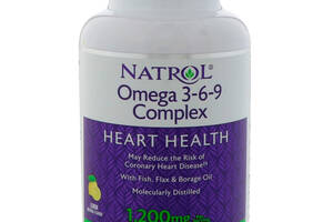 Омега 3 6 9 Omega 3-6-9 Complex Natrol с лимонным вкусом 1200 мг 90 капсул (4543)
