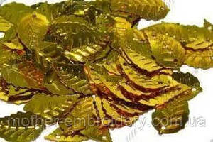 Паєтки листя берези лист березовий золотий 2,5 см Пришивні паєтки для нитки