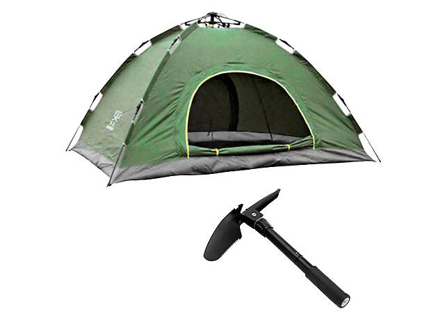 Палатка 6ти местная автоматическая Easy-Camp однослойная Зеленая + Лопата складная многофункциональная