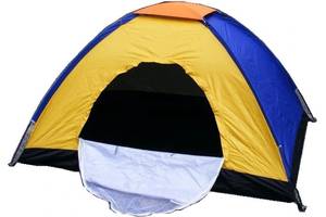Палатка туристическая RIAS 4-х местная 2х2х1.5м с москитной сеткой Yellow-Blue (3_03682)