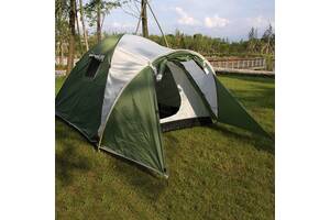 Палатка, четырех, 4, местная, двухслойная, с тамбуром, туристическая, водонепроницаемая, надежная, качественная