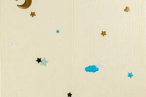 Панель стеновая 3D 700*700*4mm звезды и луна на бежевом фоне (D) SW-00001971