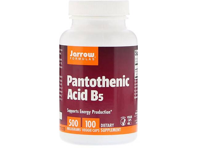 Пантотеновая Кислота (B5) Pantothenic Acid, Jarrow Formulas, 500 мг, 100 капсул