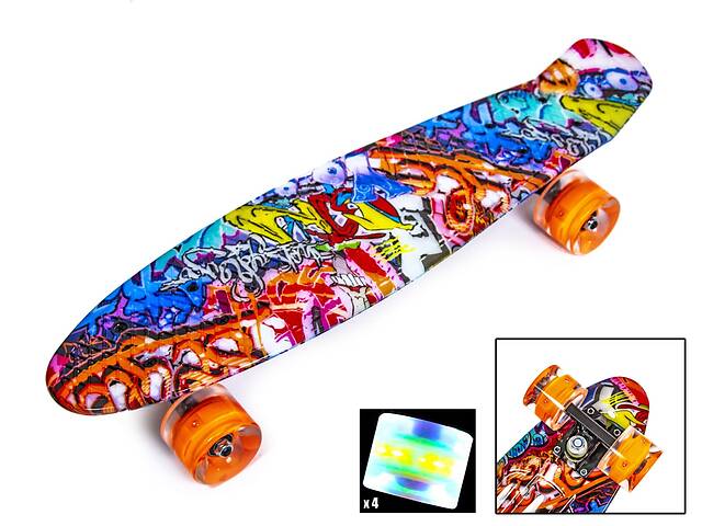 Penny Board Orange Graffiti Светящиеся колеса