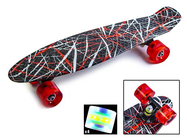 Penny Board 'Red design' Светящиеся колеса!