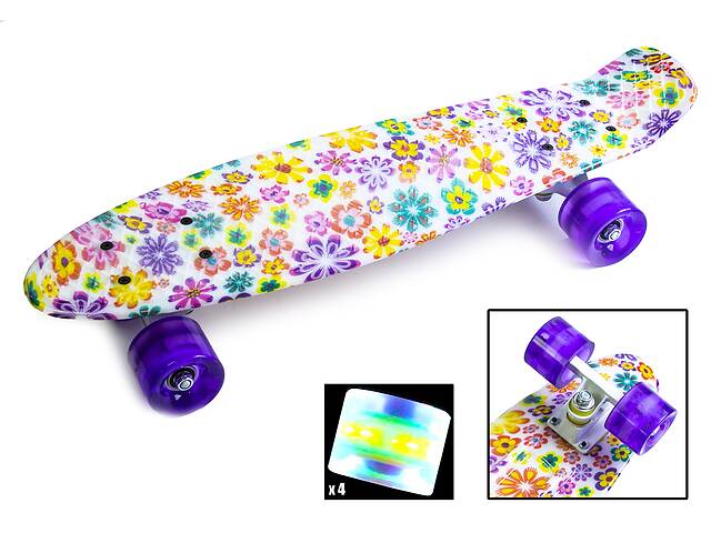 Penny Board 'Violet Flowers' Светящиеся колеса