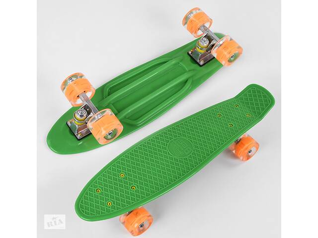 Пенни борд, детский скейт 1705 Best Board со светящимися колесами, дека из прочного пластика, зеленый