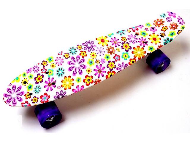 Пенни борд со светящимися колёсами Penny Violet Flowers (1655323483)