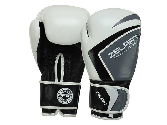 Перчатки боксерские Contender 2.0 VL-8202 Zelart 12oz Бело-серый (37429389)