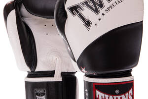 Перчатки боксерские кожаные TWINS BGVL10 VELCRO 12oz Белый-черный