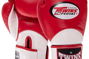 Перчатки боксерские кожаные TWINS BGVL11 VELCRO 10 унций Красный-белый